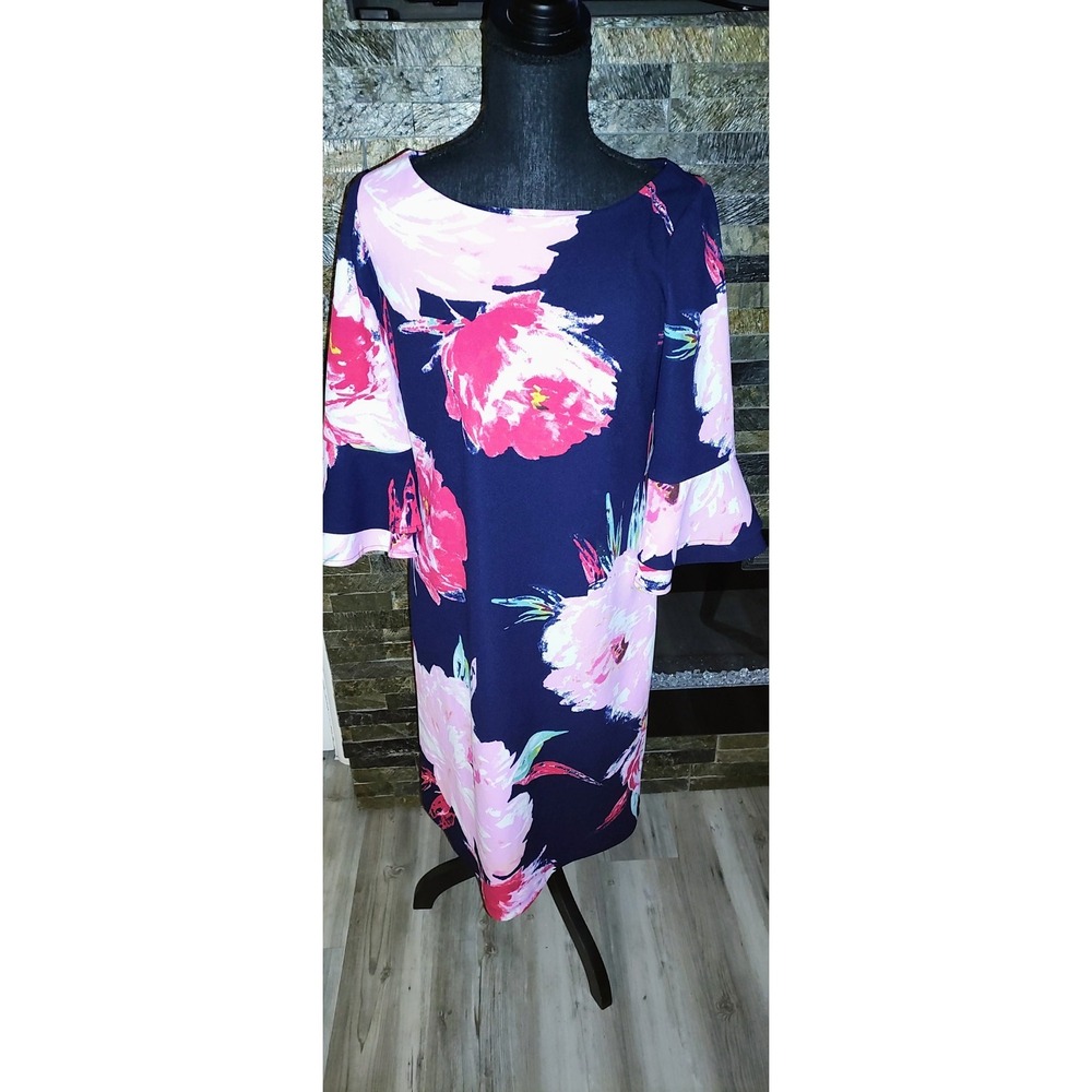 WOMENS BLUE FLORAL PHASE 7 SEVEN SHIFT DRESS SZ 8 New With Tags